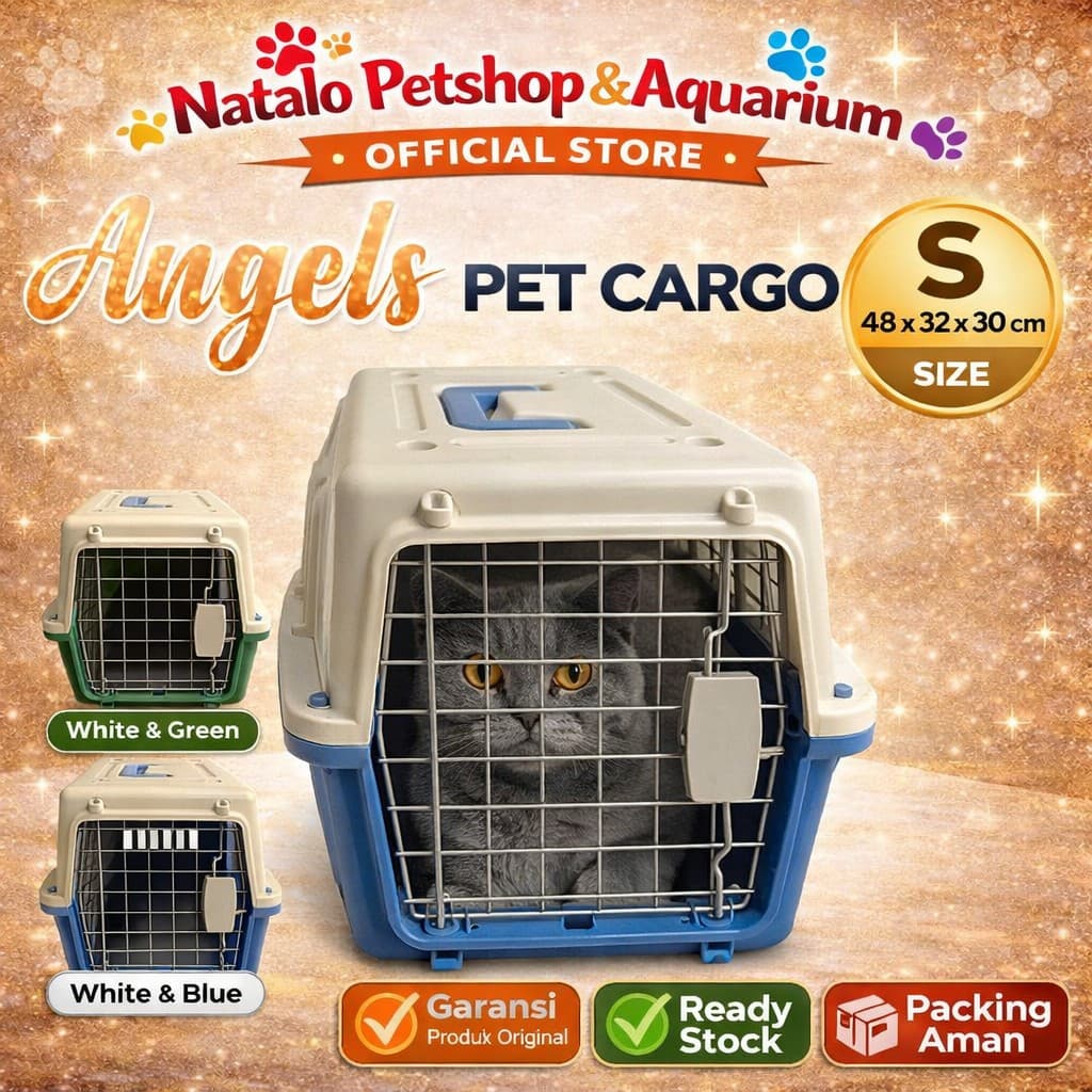 Angels Pet Cargo Carrier Small - Kandang Portable Kucing Anjing Kelinci /Tas Hewan/Kennel Box - gambar 1