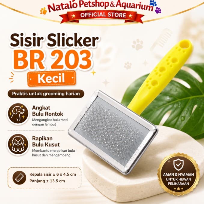 Sisir BR 203 Kecil - Slicker Hewan Kucing Anjing Kelinci anak bulu - gambar 1