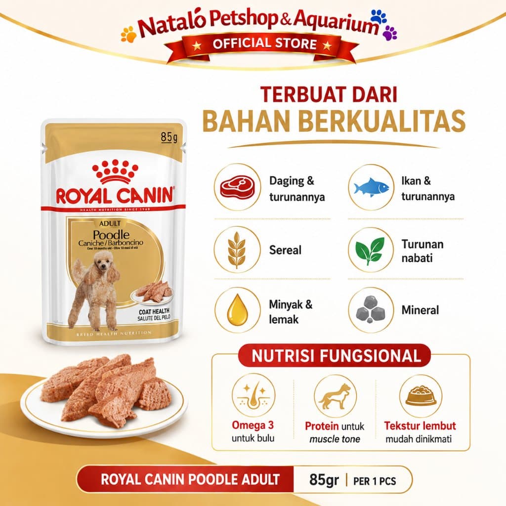 Royal Canin Adult Poodle Pouch Dog Wet Food 85GR - Makanan Basah Saset Anjing Ras Pudel 85 GR - gambar 4