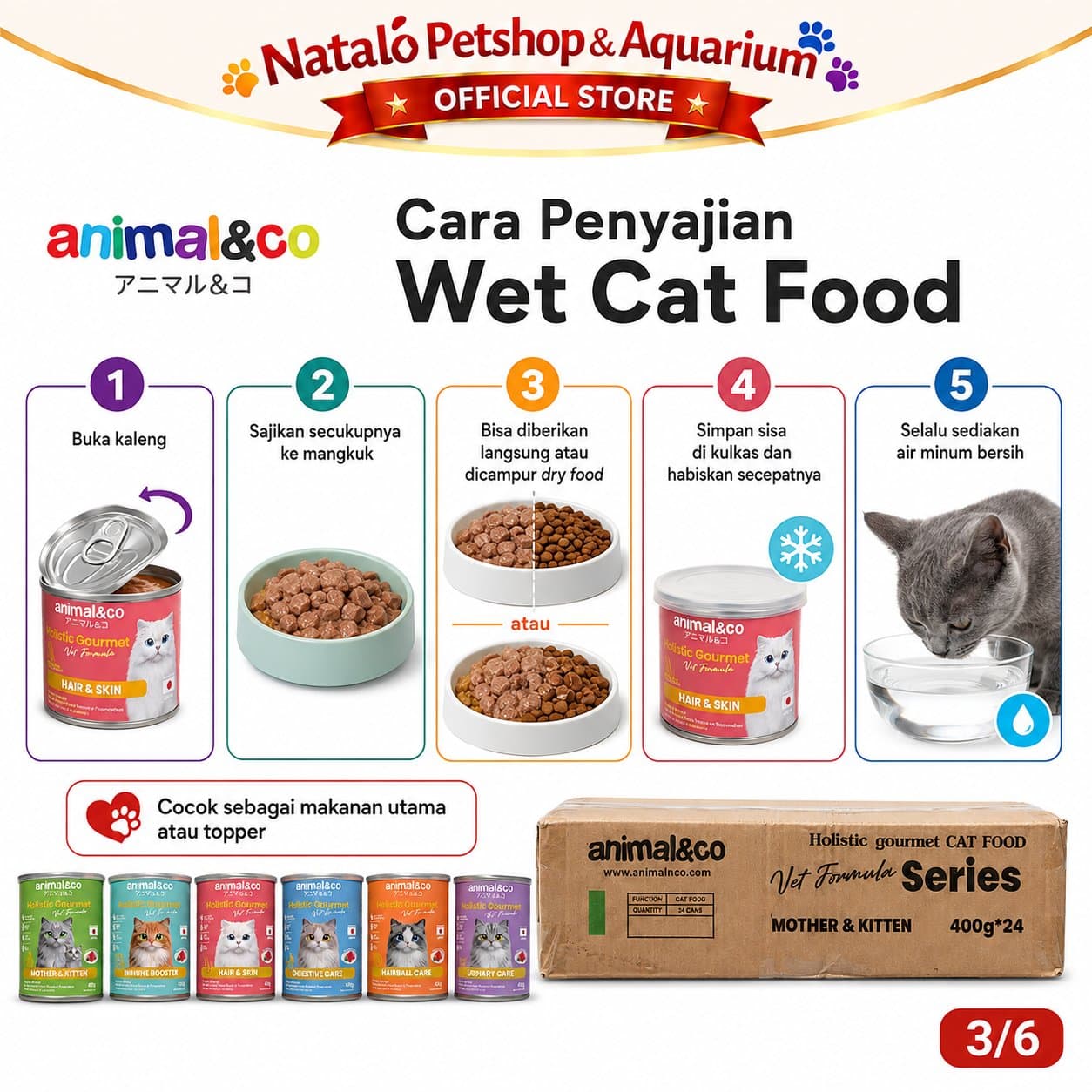 Animal&Co Functional Holistic Gourmet Vet Formula Grain Free 1 DUS (24pcs x 400gr) All Life Stages - Makanan Kaleng Kucing Semua Umur - gambar 3