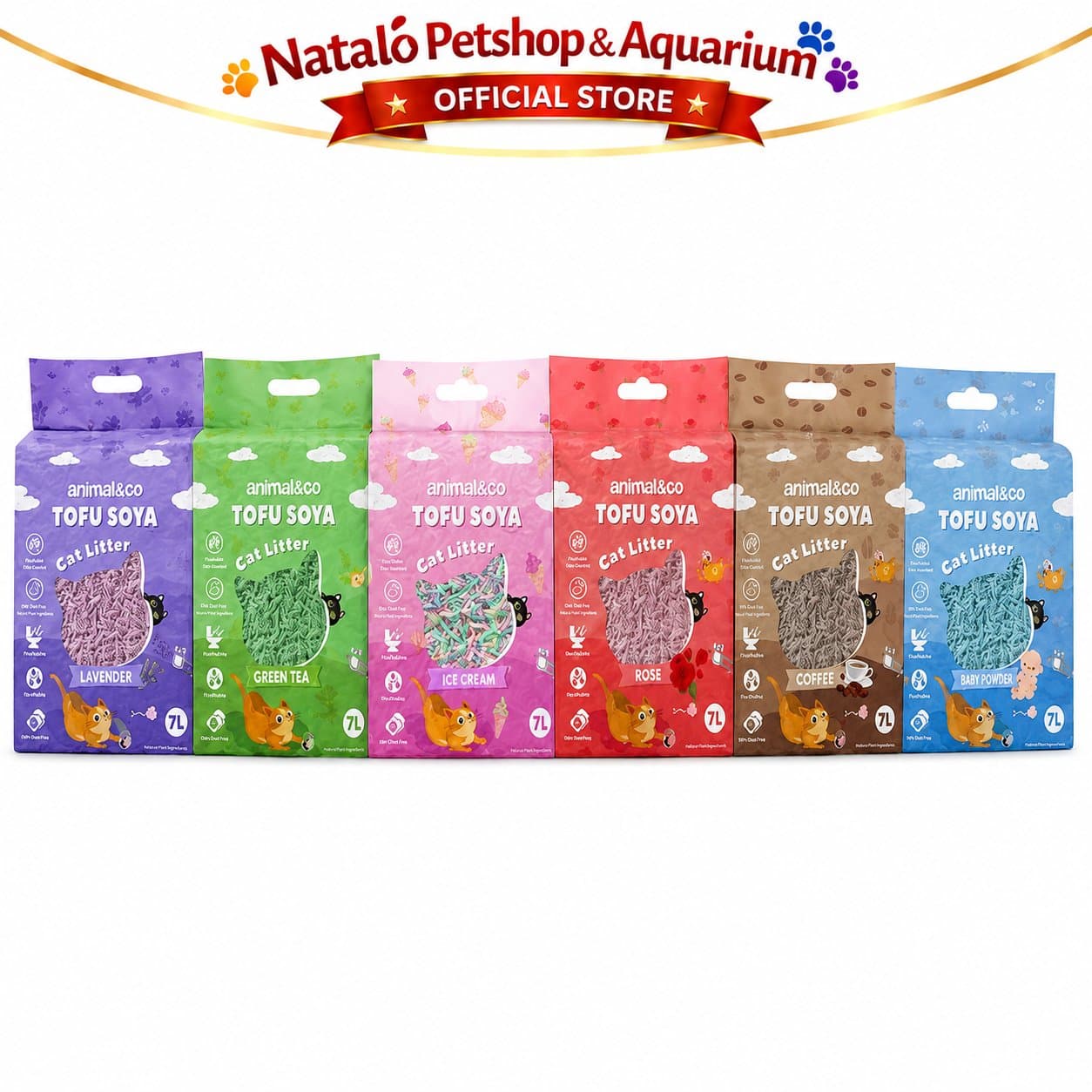 Animal&Co Tofu Soya per DUS isi 6 pcs x 7LT Pasir Kucing Gumpal Cat Litter 7 Liter L / Animal n Co Wangi Bersih Ramah Lingkungan BOX Grosir Murah - gambar 2