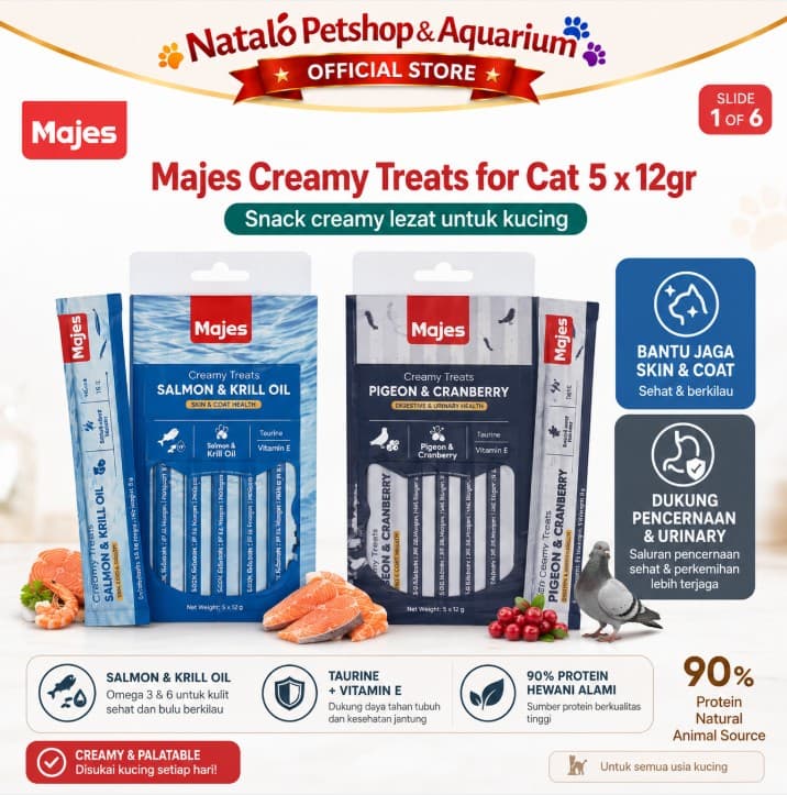 MAJES Creamy Cat Treats - Snack Makanan Basah Kucing 1pack 5x12Gr