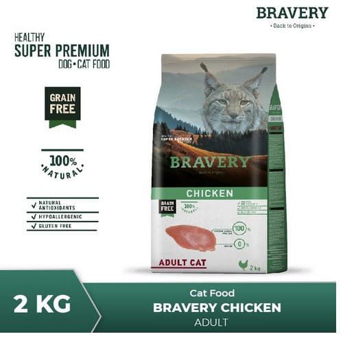 Bravery Adult Cat Chicken 2KG Grain & Gluten Free Super Premium Dry Food Makanan Kering Kucing Dewasa 2 KG rasa Ikan Ayam Hypoallergenic - gambar 5