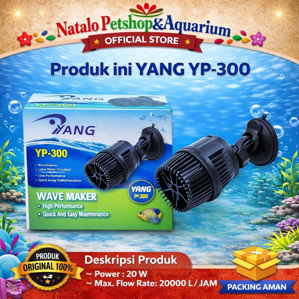 YANG YP-300 Wave Maker - Mesin YP 300 Pembuat Arus Ombak Air Aquarium Kolam Aquascape