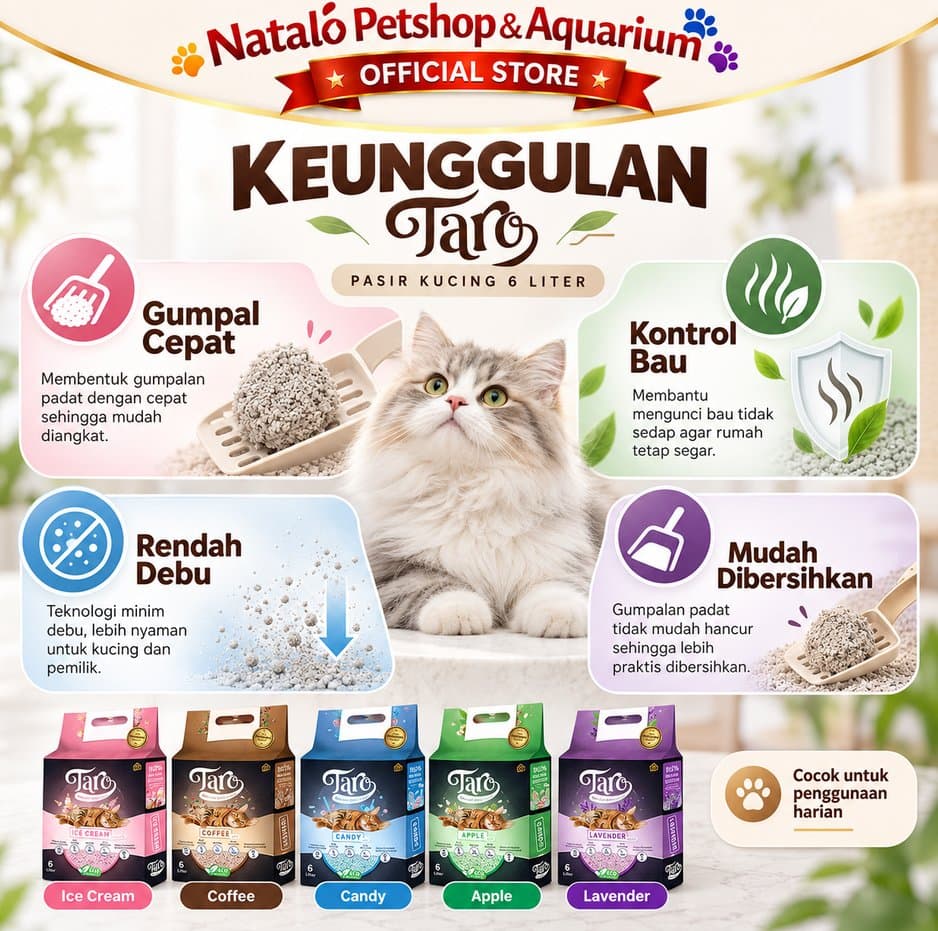 TARO SOYA per DUS isi 6 PCS Cat Litter 6LT Tofu Clump 6 LT - Pasir Kucing terbuat dari Tahu Anti Debu - Gumpal Maximal Lembut Nyaman 6L 6 Liter Wangi - gambar 2