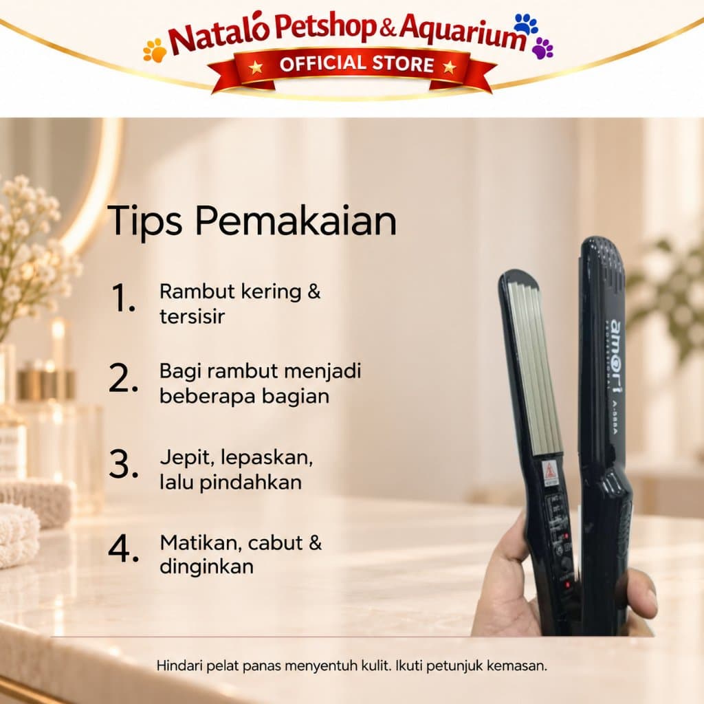 Catokan Rambut AMORI A-588A Baba Genteng Zigzag - Pengembang Rambut, Hair Crimper Atur Suhu - gambar 3