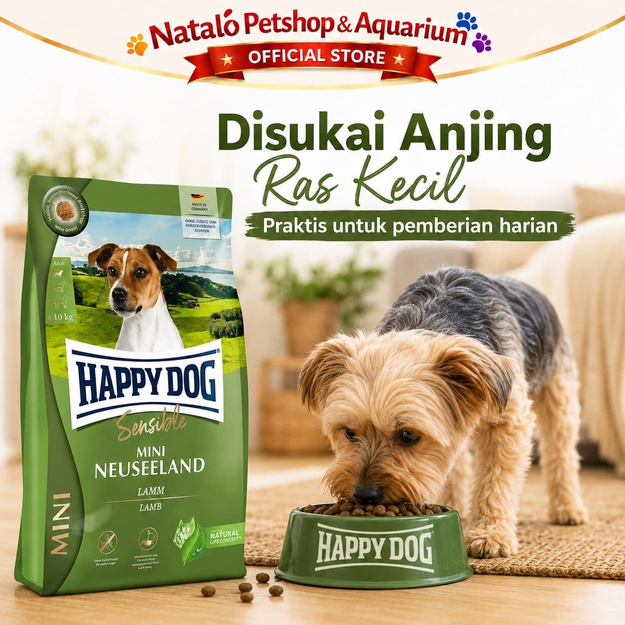 Happy Dog Sensible Mini Neuseeland Lamb 10KG Small Breed Adult Dog Food - Makanan Anjing Dewasa Rasa Domba Ras Mini Irland Super Premium 10 KG - gambar 5