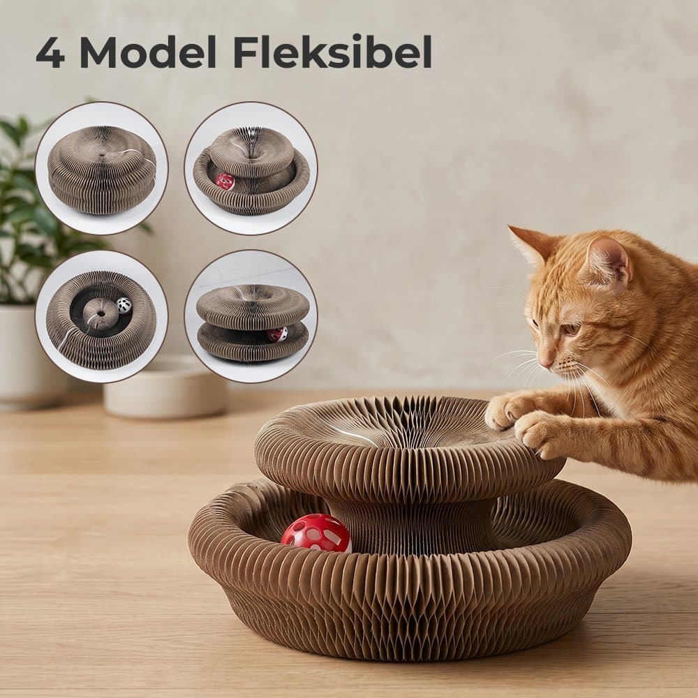 Mainan Cakaran Kucing KQ 439 Brown Cat Scratch Box Papan Garuk Cakar Kitten Adult Anak Kucing Dewasa Main Interactive Toy Free Bola Lonceng - gambar 2