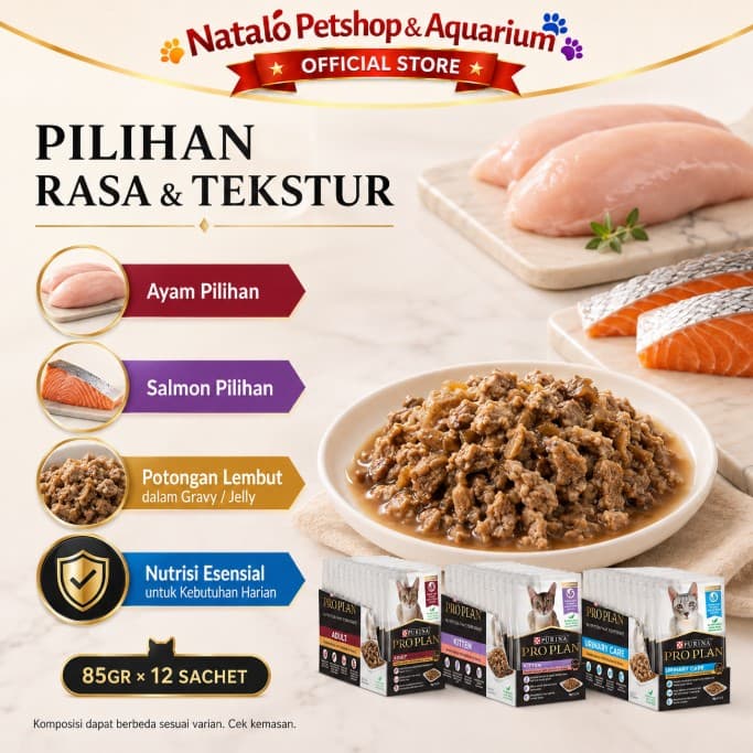 Pro Plan Pouch per BOX isi 12 pcs Saset x 85gr Wet Cat Food Sachet Makanan Basah - gambar 4