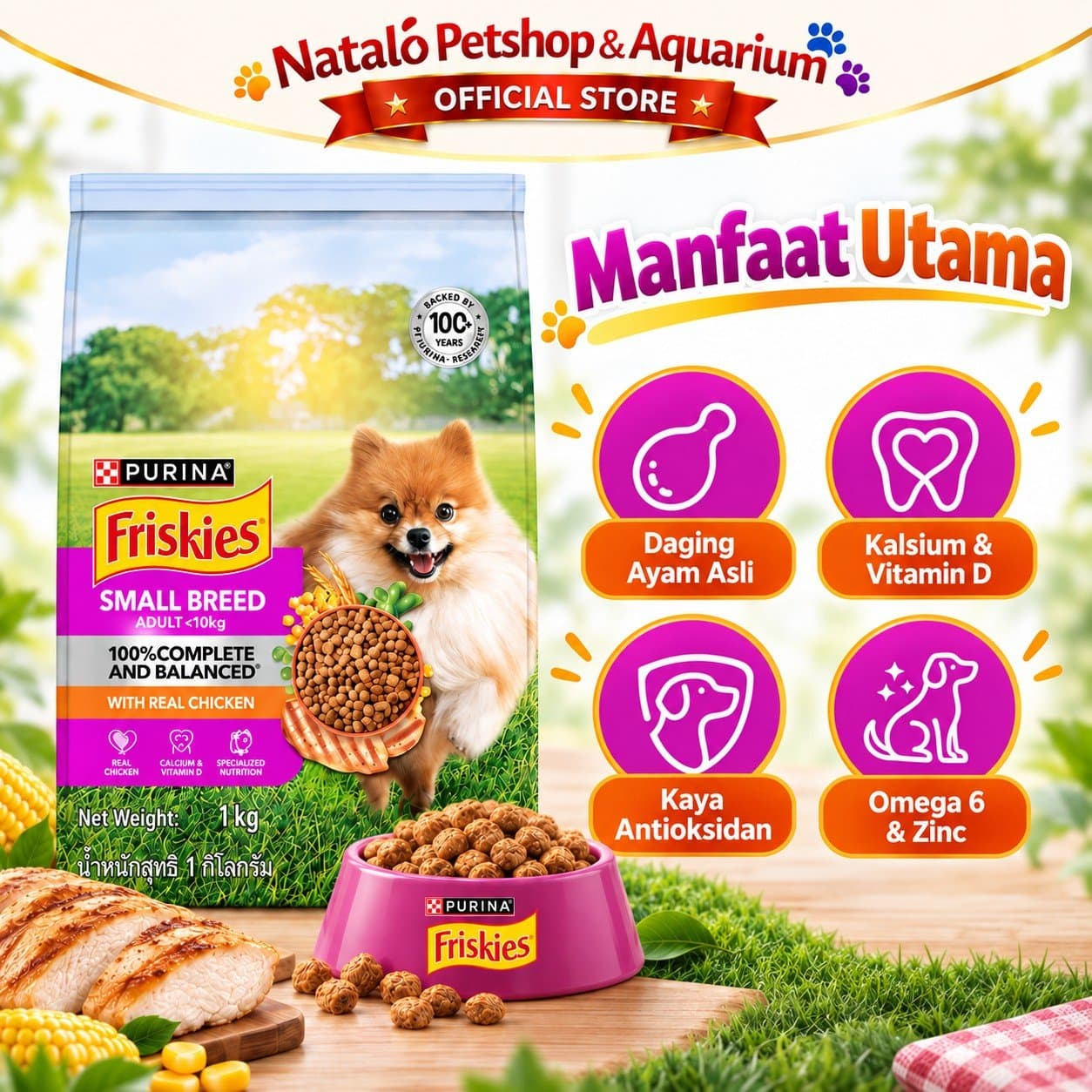 Friskies Small Breed Adult Dry Dog Food 1KG - Makanan Kering Anjing Dewasa Ras Mini 1 KG - gambar 2