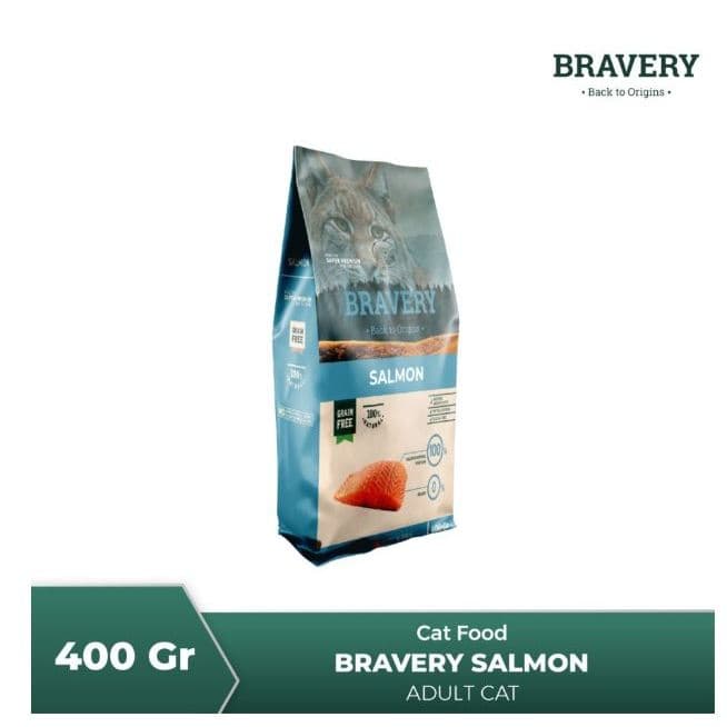 Bravery Adult Cat Salmon 400GR Dry Cat Food Makanan Kering Kucing Dewasa Super Premium - gambar 2
