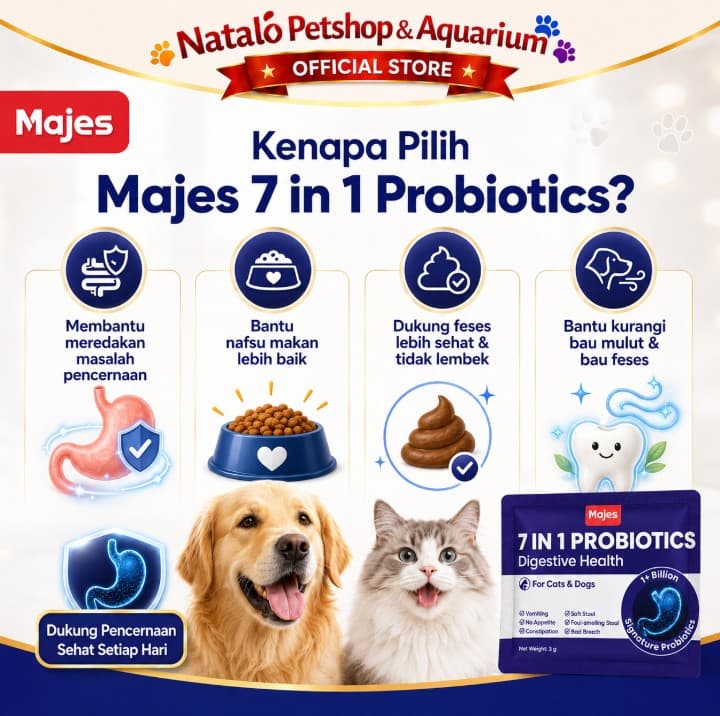 Majes 7-IN-1 7in1 Probiotics Powder Digestive Health Cat and Dog Supplements - Vitamin Pencernaan - gambar 2