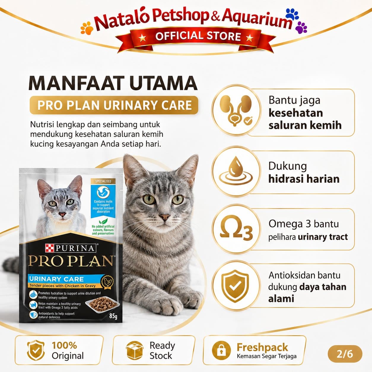 Pro Plan Urinary Care Pouch Wet Food 85 GR - Makanan Basah Saset Kucing Dewasa untuk Saluran Kencing Kantong Kemih FLUTD 85GR Proplan - gambar 3
