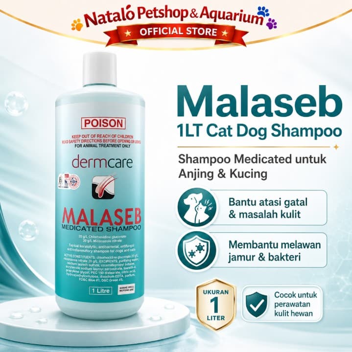 Malaseb 1LT / 1000ML / Shampoo Jamur Kucing Anjing poison mirip sebazole 1 Liter 1000 ML Sampo Scabies Ketombe Kerak Cat Dog - gambar 1