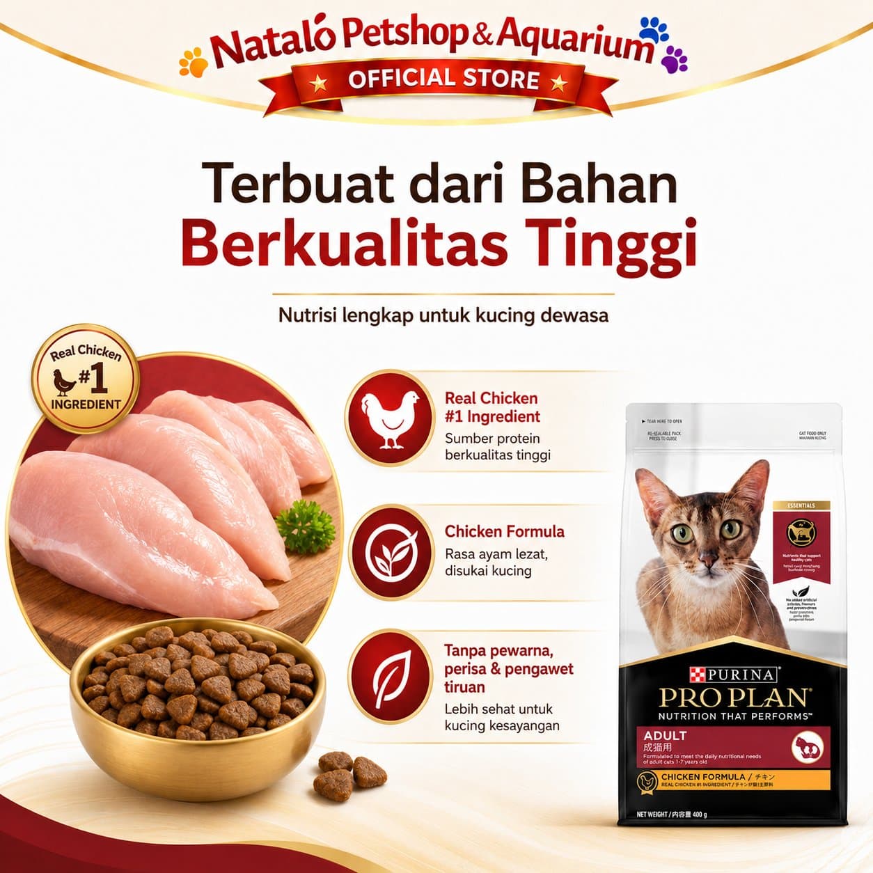 PRO PLAN Adult Cat Food Chicken Formula 1.5KG Freshpack - Makanan Kucing Dewasa PROPLAN 1.5 KG Super Premium - gambar 4