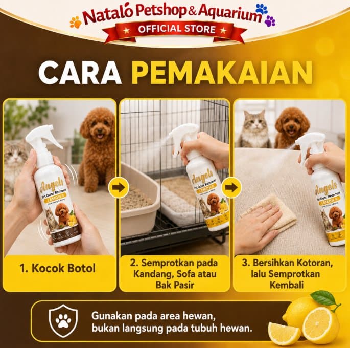 Angels PET ODOR NEW FORMULA 250ML Penghilang Bau Pesing & Kotoran Hewan Peliharaan Spray for Pet Cat Dog Disinfektan Pengharum Pasir Kucing Anjing Lingkungan Wangi Bersih Harum 250 ML - gambar 4