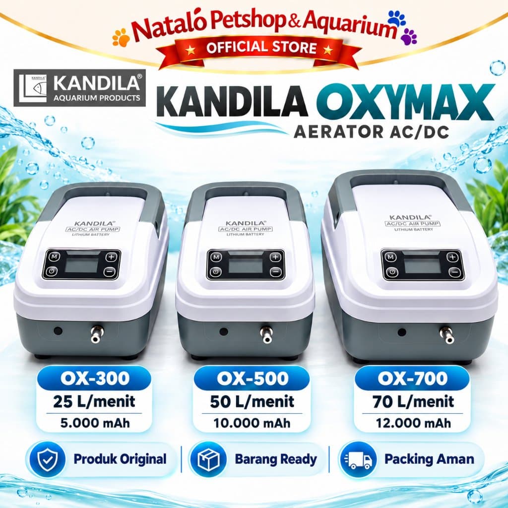 KANDILA OXYMAX OX-300 OX-500 OX-700 Aerator AC DC Pompa Udara Aquarium Kolam Ikan Baterai Lithium - gambar 1