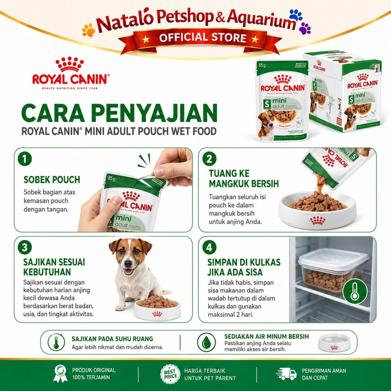 Royal Canin Mini Adult Pouch Dog Wet Food 1 BOX isi (12pcs X 85gr) - Makanan Basah Saset Anjing Dewasa - gambar 3