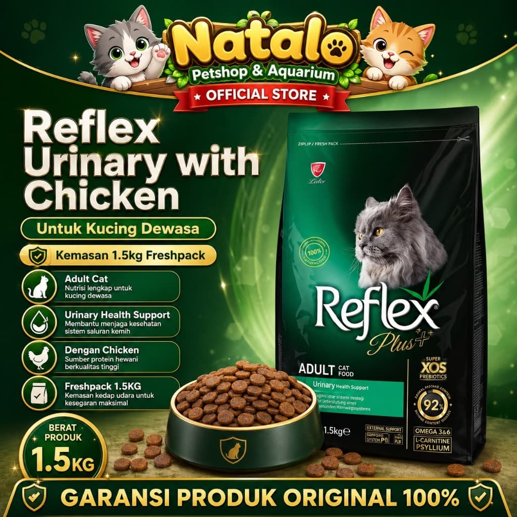 Reflex Plus Adult Cat Urinary Chicken 1.5KG - Makanan Kucing Dewasa Saluran Kencing Super Premium Kantung Kemih s/o - gambar 1