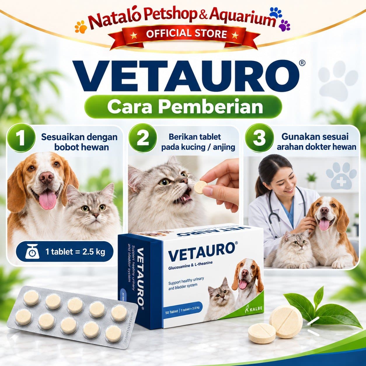 VETAURO dari Kalbe - Suplemen untuk Mengobati dan Mengurangi Infeksi Saluran Kencing Kemih Kucing dan Anjing FLUTD FUS - gambar 3