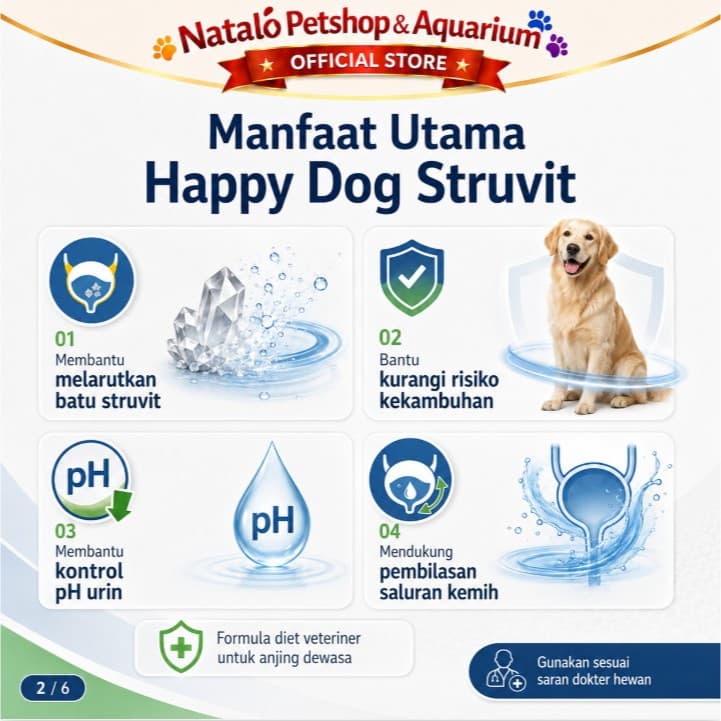 Happy Dog Vet Struvit 1KG Urinary S/O Adult Dog Food - Makanan Anjing Dewasa untuk Pengobatan Saluran Kencing Kemih FLUTD 1 KG - gambar 2