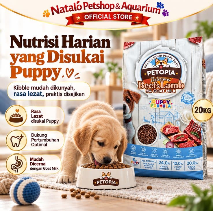 Petopia Dry Puppy Beef & Lamb 20KG with Goat Milk Makanan Anjing Kering Puppy Dog Food - gambar 5