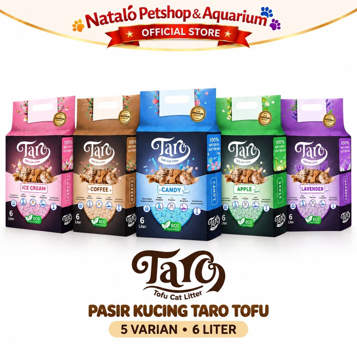 Taro Tofu Cat Litter 6LT Soya Clump 6 LT - Pasir Kucing terbuat dari Tahu Anti Debu - Gumpal Maximal Lembut Nyaman 6L 6 Liter Wangi - gambar 6