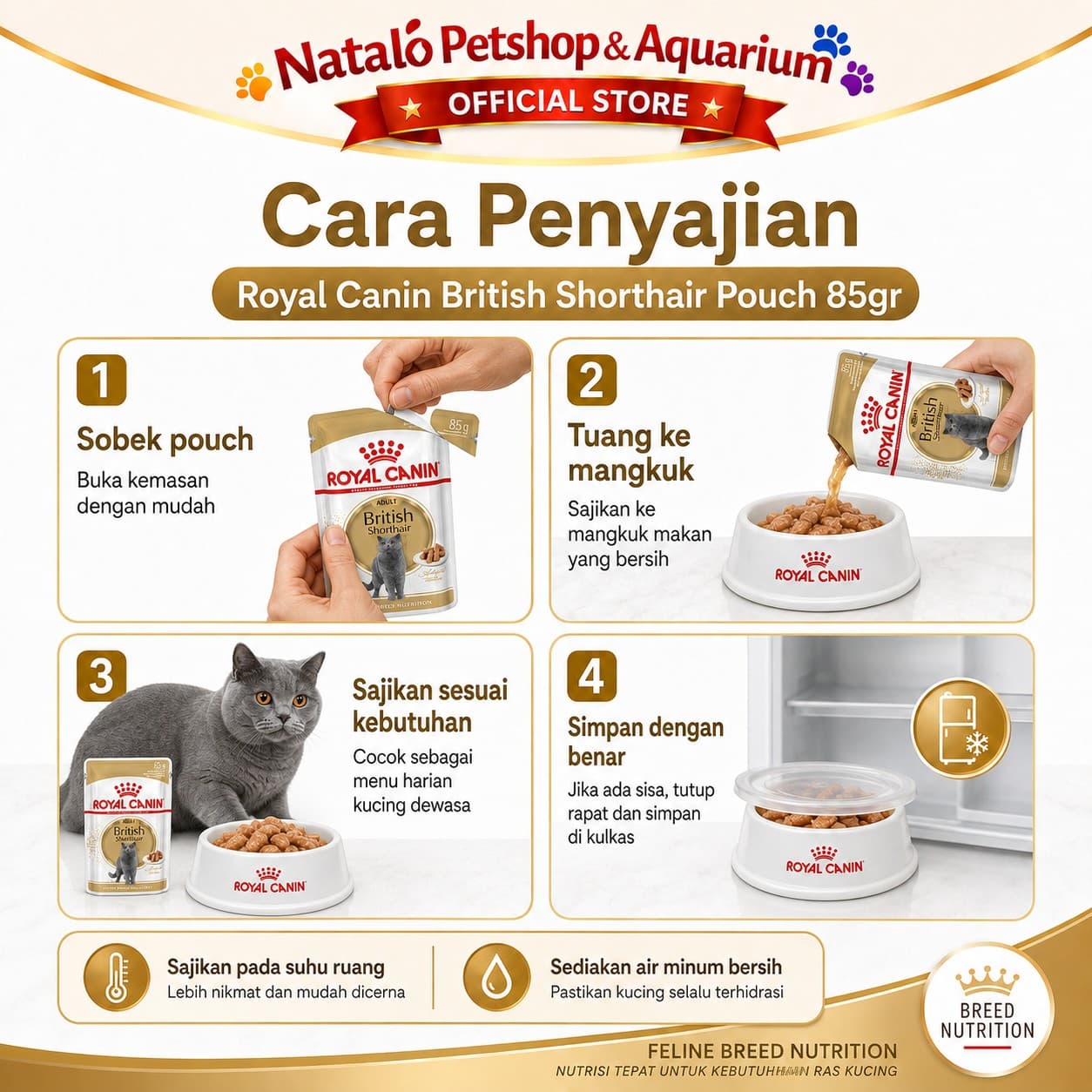 Royal Canin Adult British Shorthair Pouch Wet Food 1 BOX isi (12pcs X 85gr) - Makanan Basah Saset Kucing - gambar 3