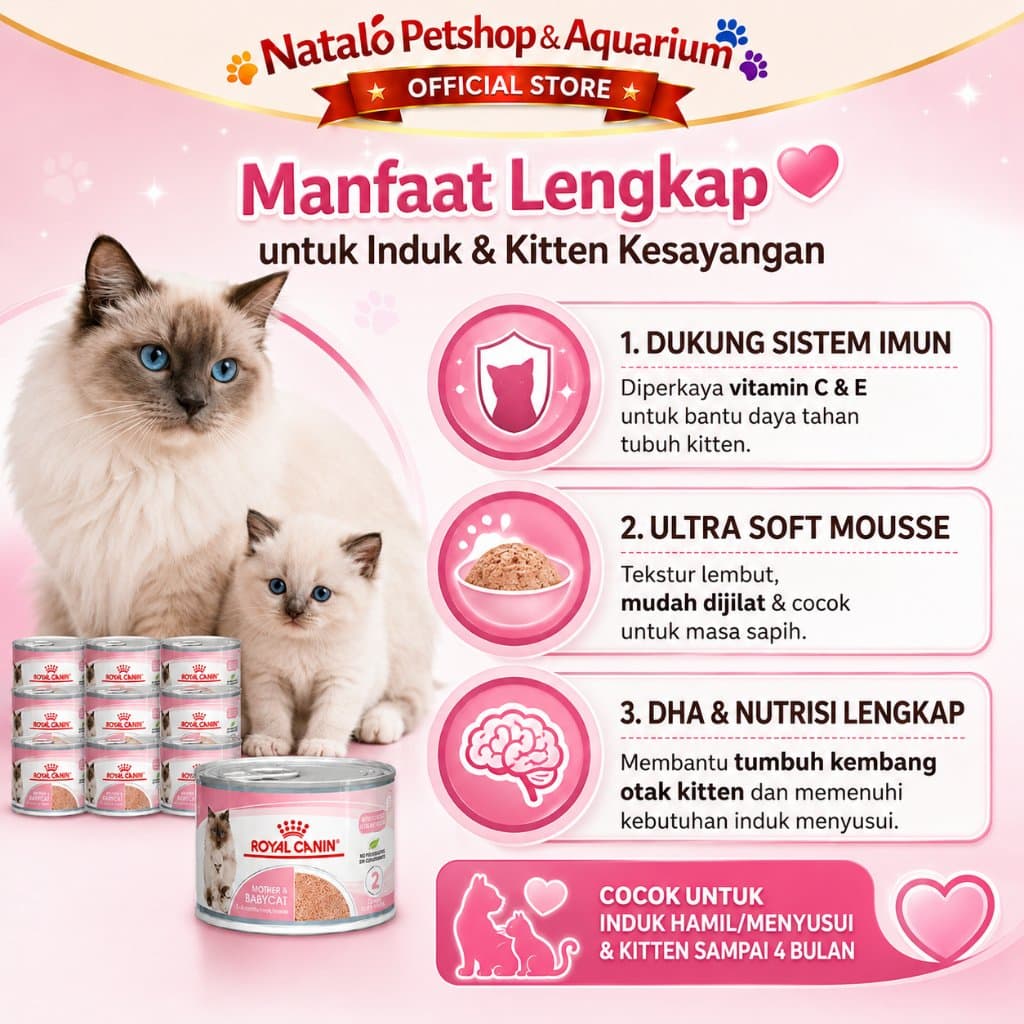 Royal Canin Mother & Babycat 195GR 1 Krat isi 12PCS Wet Baby Cat Food - Makanan Basah Ibu dan Anak Kucing - gambar 2
