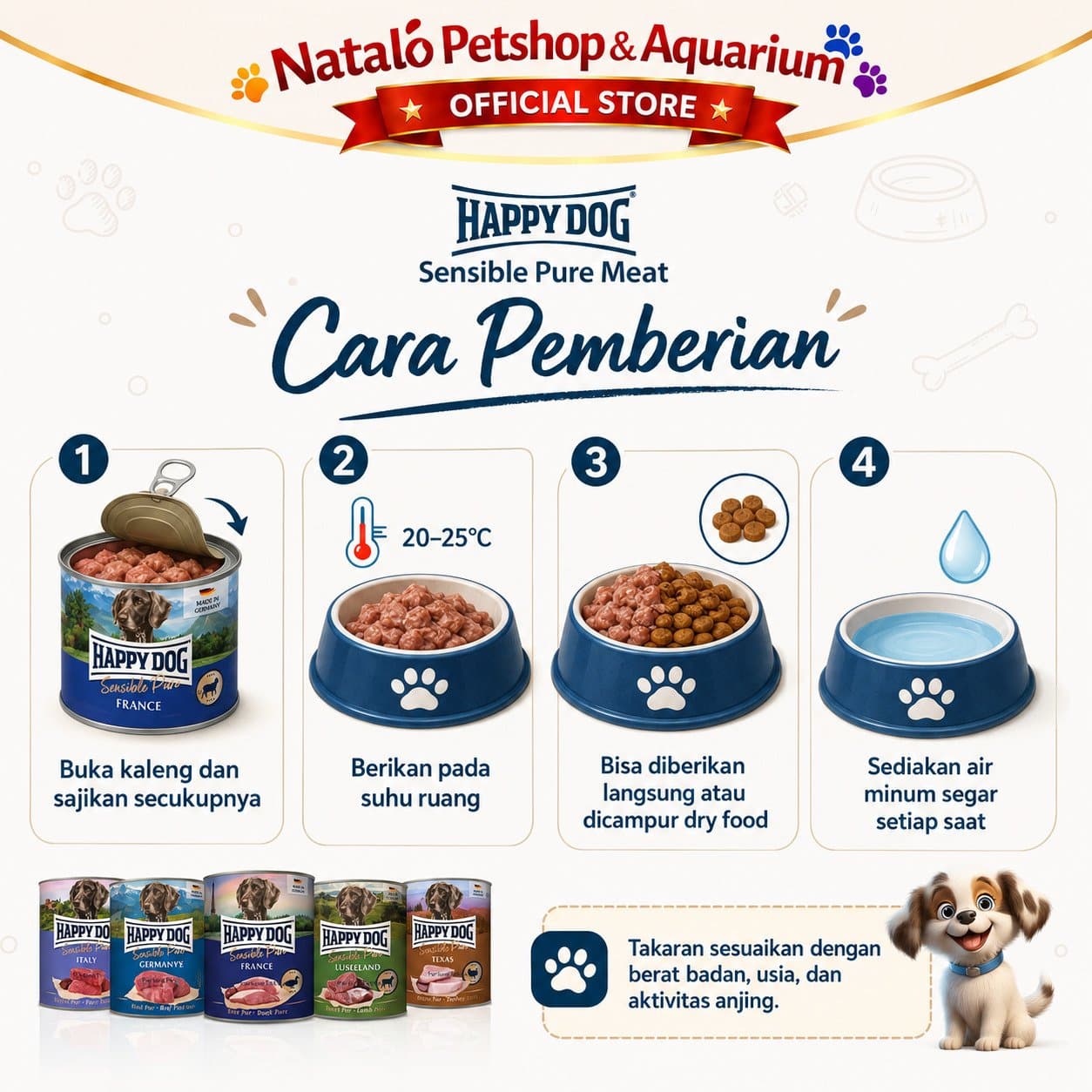 Happy Dog Sensible Pure Canned Adult Dog Wet Food 400GR - Makanan Basah Anjing Dewasa 400 GR - Germany / Neuseeland / Texas / France / Italy - Beef / Lamb / Turkey / Duck / Buffalo - gambar 4