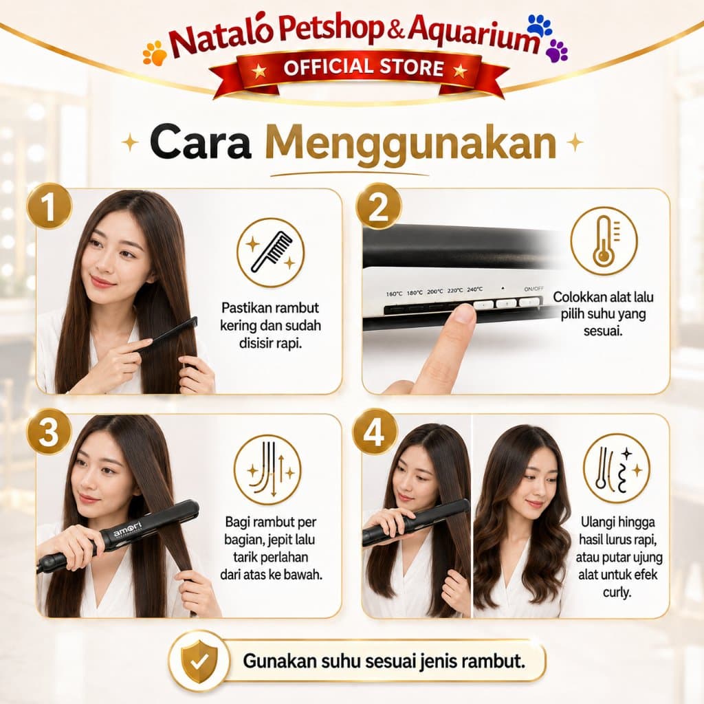 AMORI A-777/A 777 - Catokan Rambut Plat Lebar / Pelurus Rambut Professional Curly Straightener - gambar 3