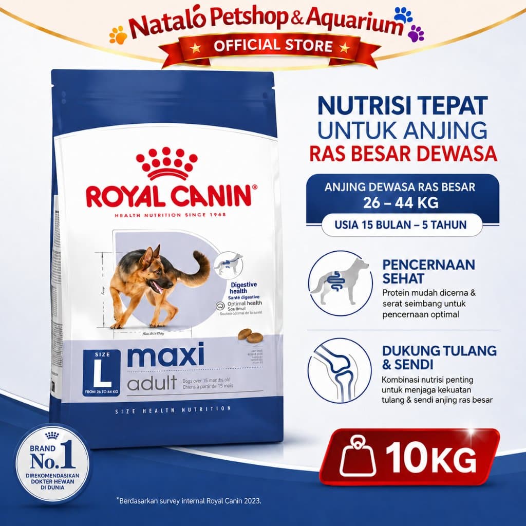 Royal Canin Maxi Adult 10KG Large Breed Dry Dog Food - Makanan Anjing Ras Besar Dewasa 10 KG - gambar 1