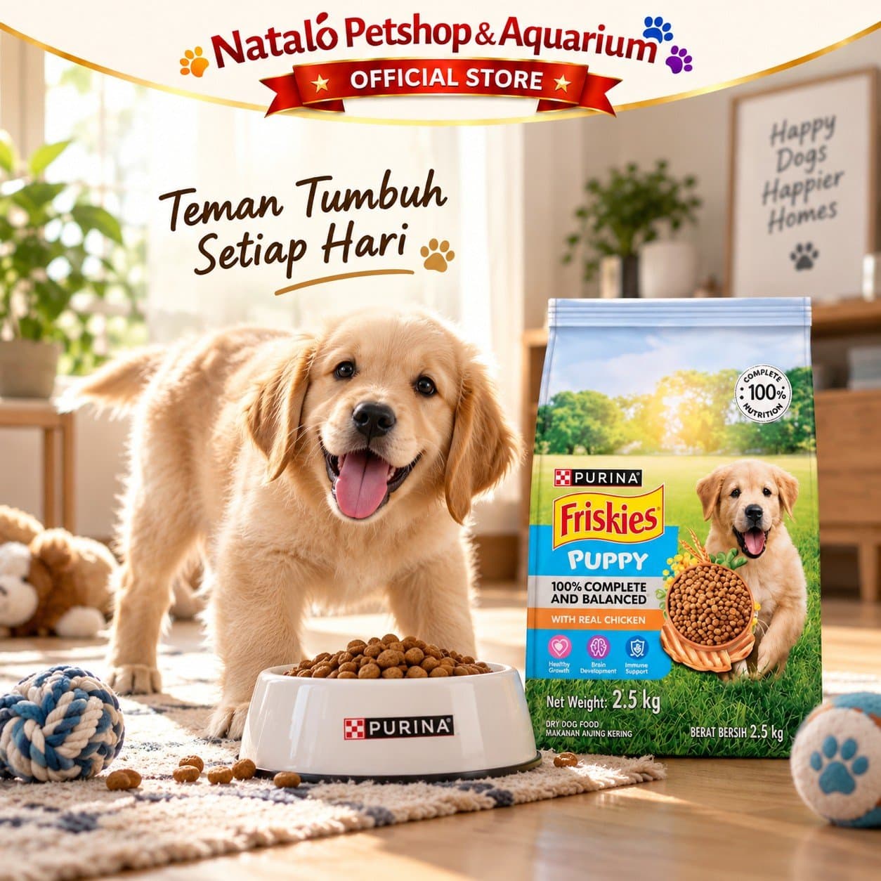 Friskies Puppy Dry Dog Food with Real Chicken 2.5KG - Makanan Kering Anak Anjing Purina Rasa Ayam 2.5 KG - gambar 5