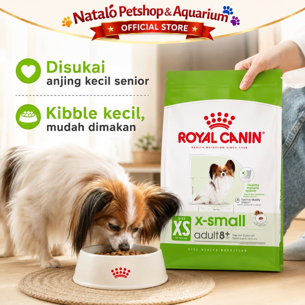 Royal Canin X-Small Adult 8+ Senior Dog Food 1.5KG - Makanan Anjing Tua Ras Mini XS 1.5 KG - gambar 5