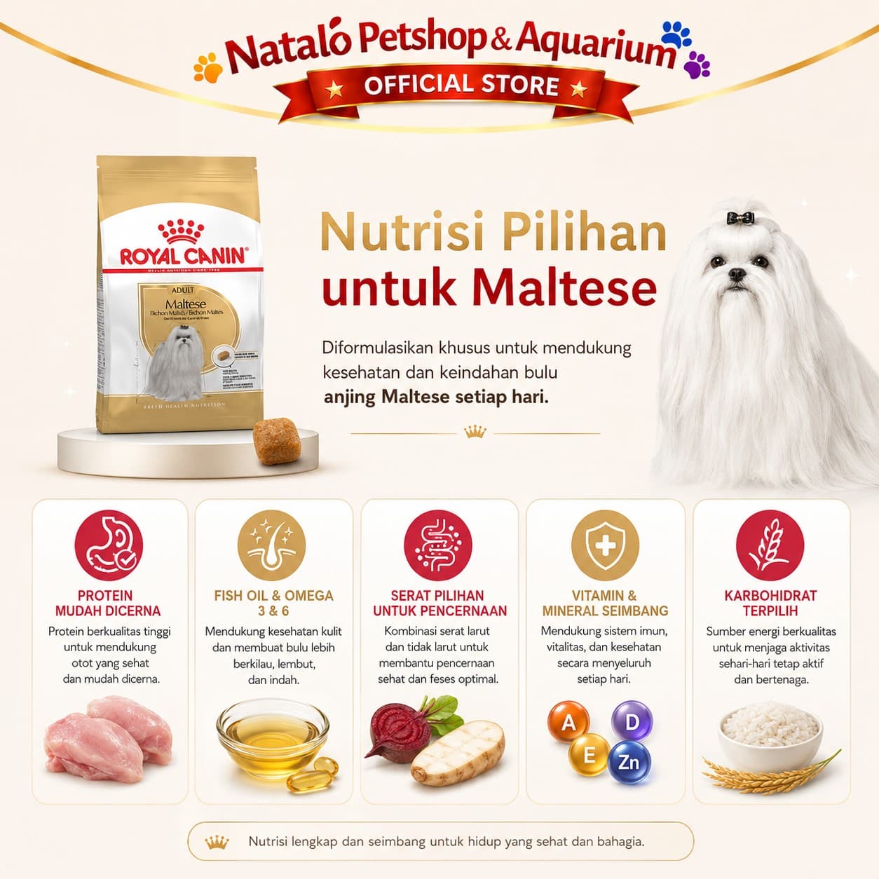 Royal Canin Maltese Adult 1.5KG - Makanan Anjing Ras Dewasa Maltis 1.5 KG - gambar 4