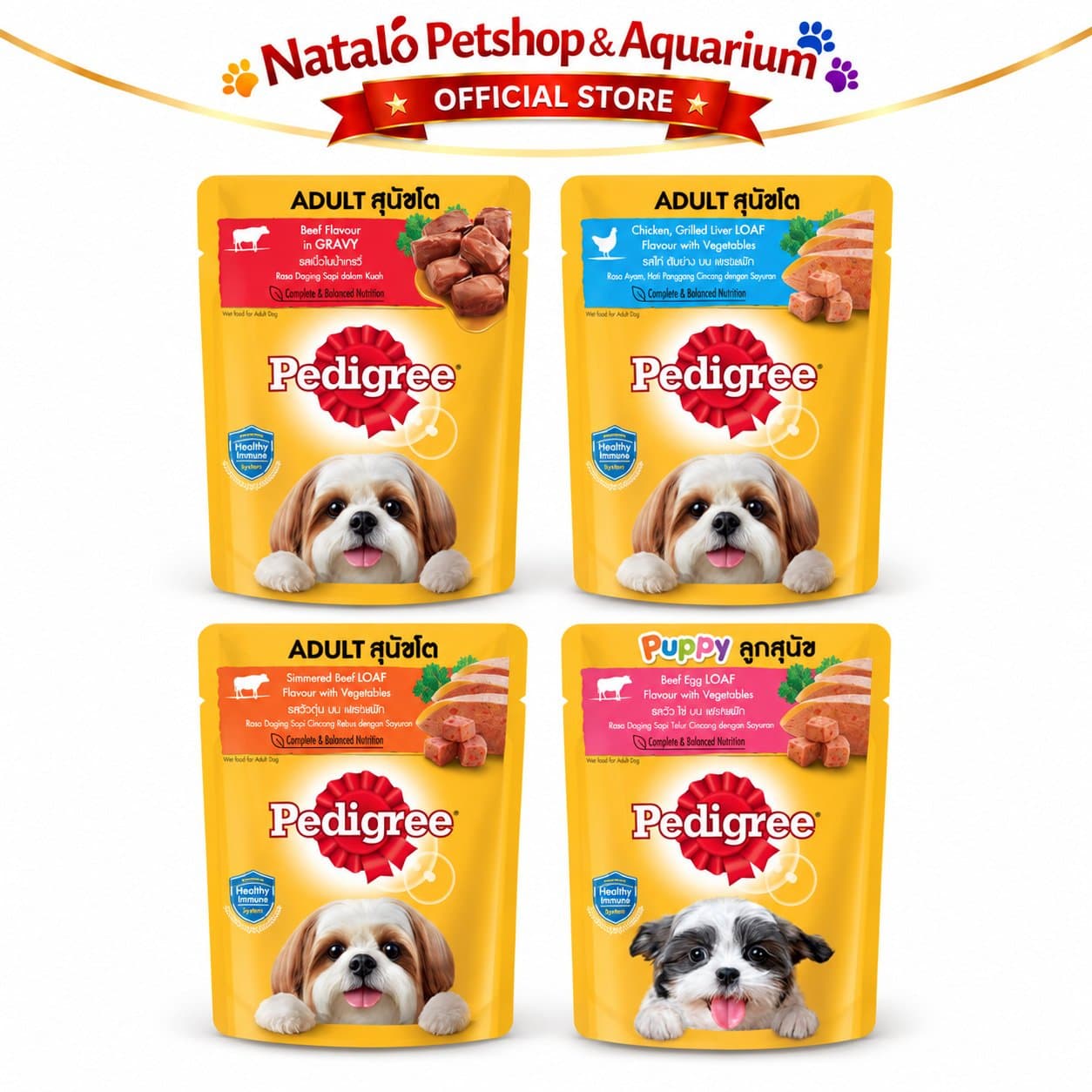 Pedigree 80GR Makanan Anjing Basah Pouch Adult & Puppy | Beef Gravy, Chicken Liver, Beef Loaf, Beef Egg | Wet Dog Food 80 GR - gambar 6