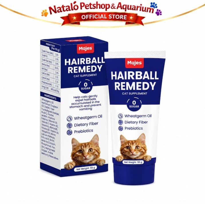 MAJES Hairball Remedy Cat Supplement - Vitamin Hairball Usus Kucing 55Gr - gambar 6