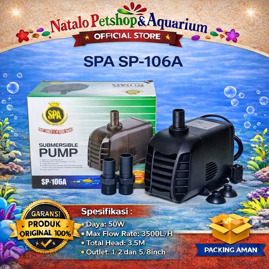 SPA SP-106A Submersible Pump - Mesin Pompa Air Celup SP 106A - Filter Aquarium Kolam Hidroponik - gambar 1