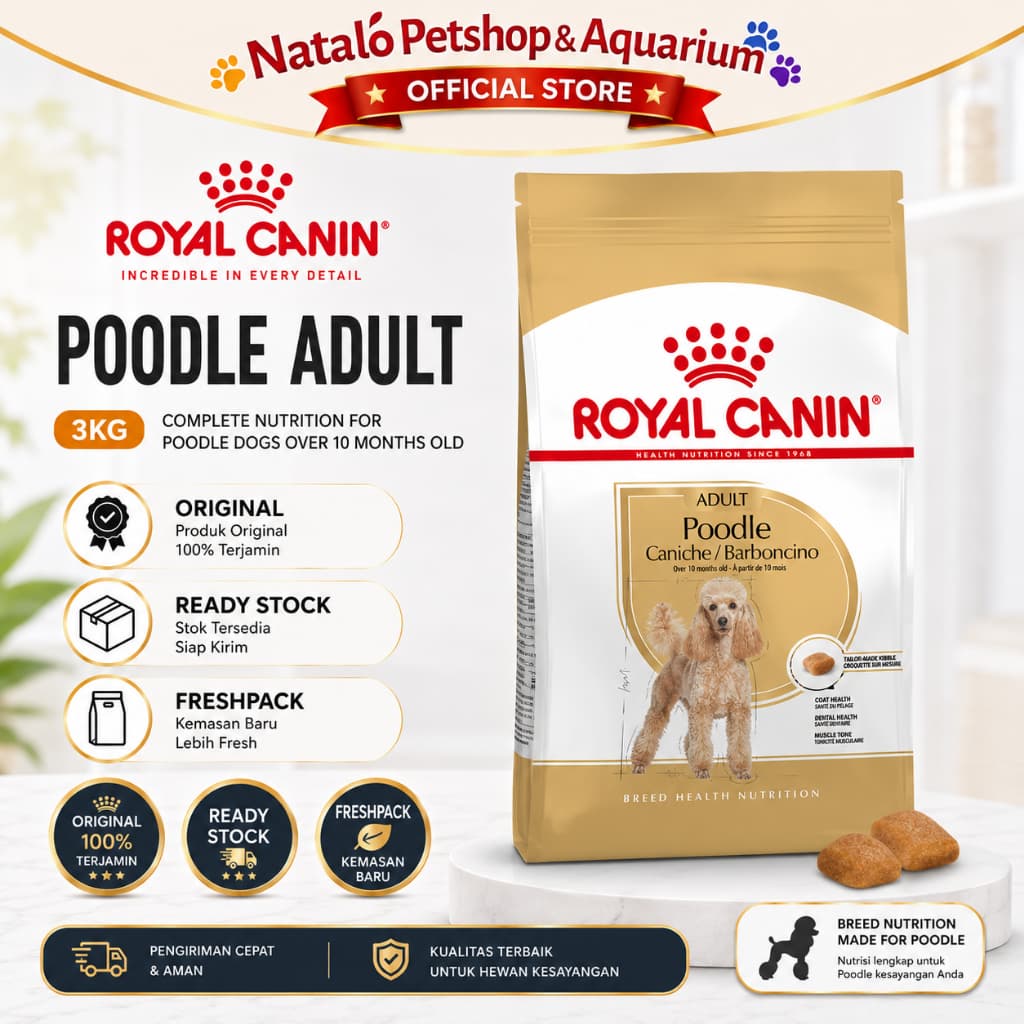 Royal Canin Poodle Adult 3KG - ORIGINAL - FRESH PACK / READY STOCK - Dry Dog Food - Makanan Anjing Kering Dewasa Ras Pudle Podle 3 KG Super Premium Freshpack / Breed Health Nutrition RC - gambar 1