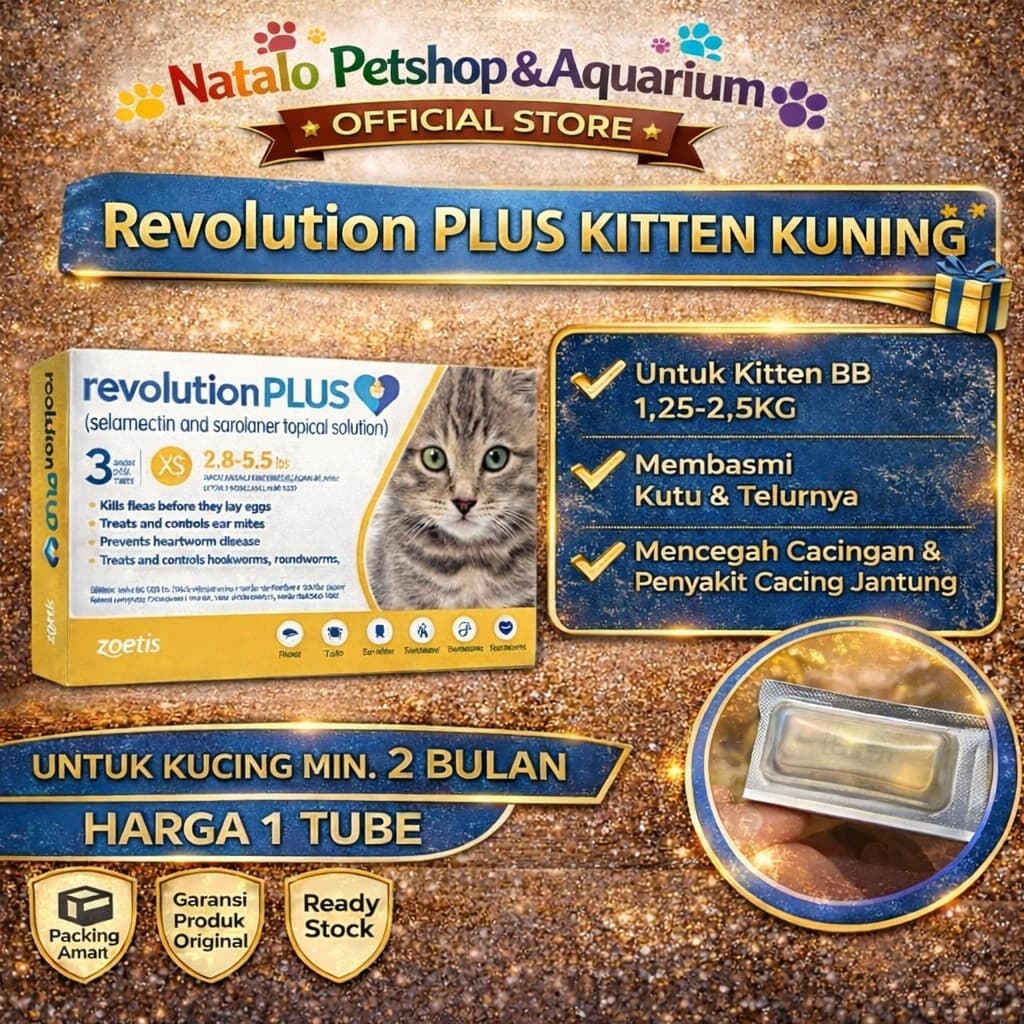Revolution Plus Gold Kitten Cat - Obat Kutu Kucing HARGA PER 1 TUBE Tetes Flea & Tick - gambar 1