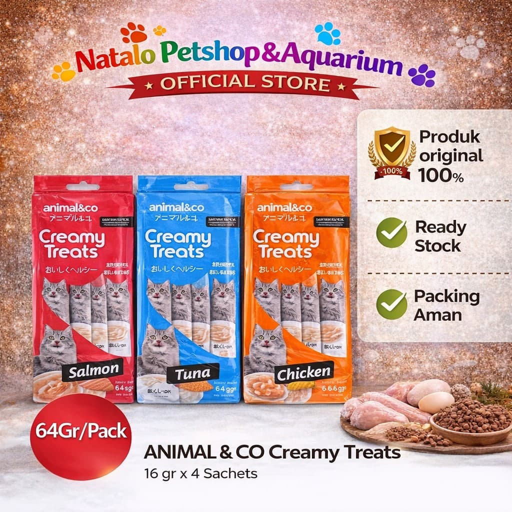 Animal&Co Premium Creamy Treats - Snack Kucing Creamy Liquid 64Gr - gambar 1