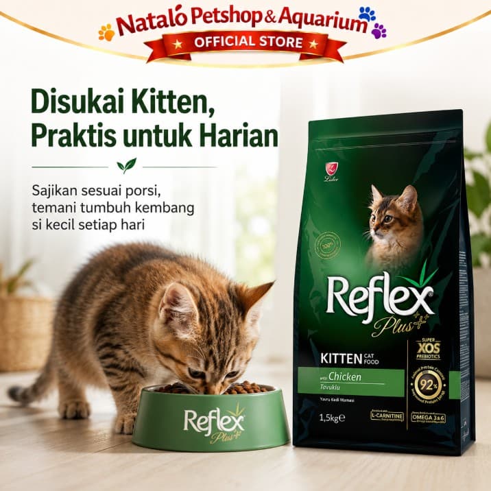 Reflex Plus Kitten 1.5KG with Chicken - Makanan Anak Kucing Super Premium Food rasa Ayam / Sehat / Gemuk / Bulu Lebat - gambar 5
