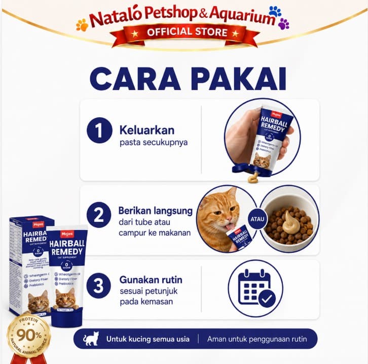 MAJES Hairball Remedy Cat Supplement - Vitamin Hairball Usus Kucing 55Gr - gambar 3