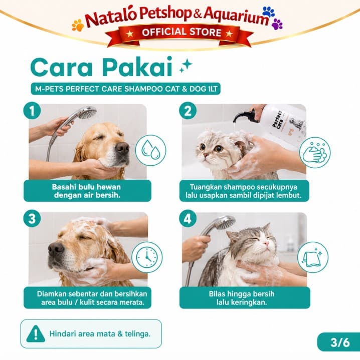 Perfect Care Dog Shampoo 1LT By M-Pets / Sampo Sabun 1 Liter / LT untuk Anjing / Frequest Use Long Shorthair Deodorizing Deshedding Antiseptic Antifungal 2in1 5in1 Rontok Jamur Wangi - gambar 3