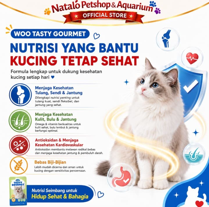 Woo Tasty Gourmet Cat Pouch per BOX isi 24 pcs x 80GR  Makanan Basah Kucing Rasa Salmon / Tuna / Mackerel 80 GR Wet Food Saset Sachet Daging Majes - gambar 2