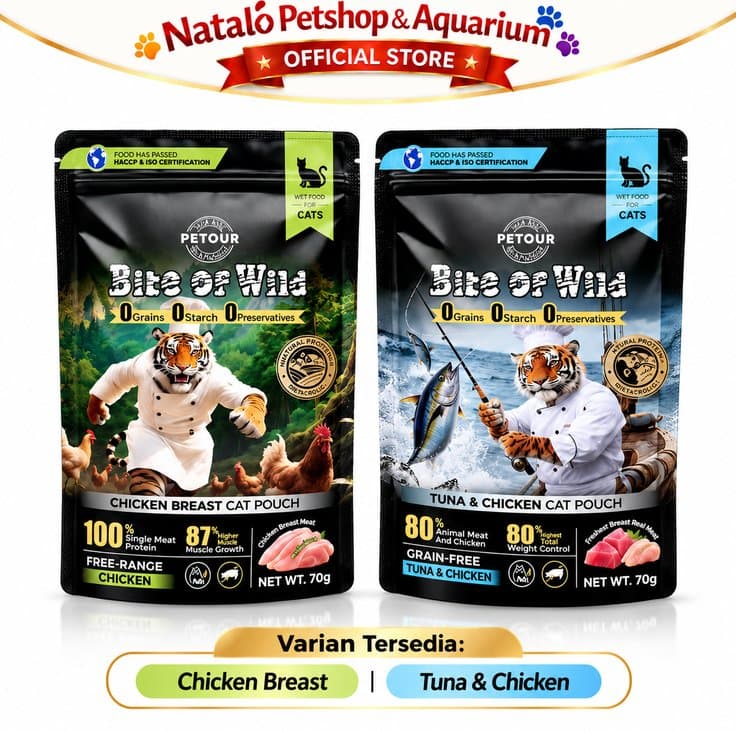 Bite of Wild Pouch Wet Cat Food 70GR All Life Stages  - Makanan Basah Saset Kucing  Semua Tahap Umur / Usia 70 GR Tuna Chicken - gambar 6