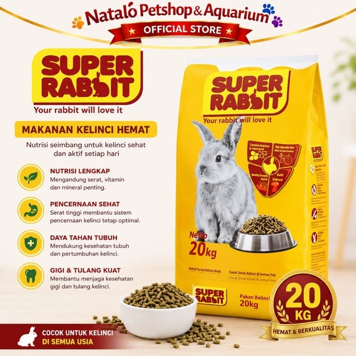 Super Rabbit 20 KG - Makanan Kering Kelinci Freshpack 20KG