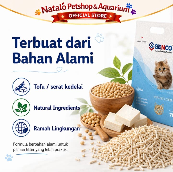 GENCO Tofu per DUS isi 6 PCS Cat Litter 7LT Soya Clump 7 LT - Pasir Kucing terbuat dari Tahu Anti Debu - Gumpal Maximal Lembut Nyaman 7L 7 Liter Wangi - gambar 5
