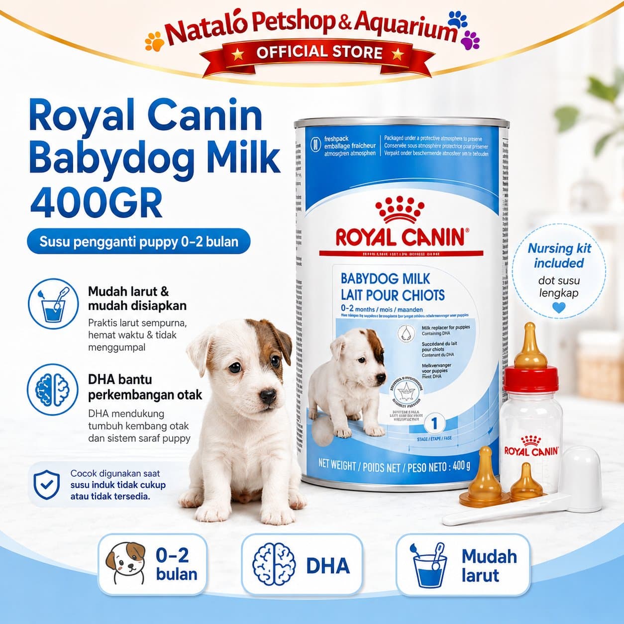 Royal Canin Baby Dog Milk 400GR (Complete) for Puppy / Puppies - Susu Anak Anjing RC Babydog