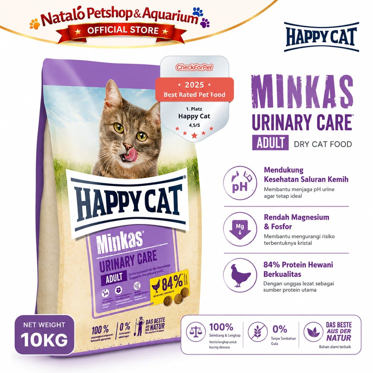 Happy Cat Minkas Urinary Care 10 KG - Makanan Kucing Kering Dewasa Dry Cat Food untuk mencegah FLUTD 10KG